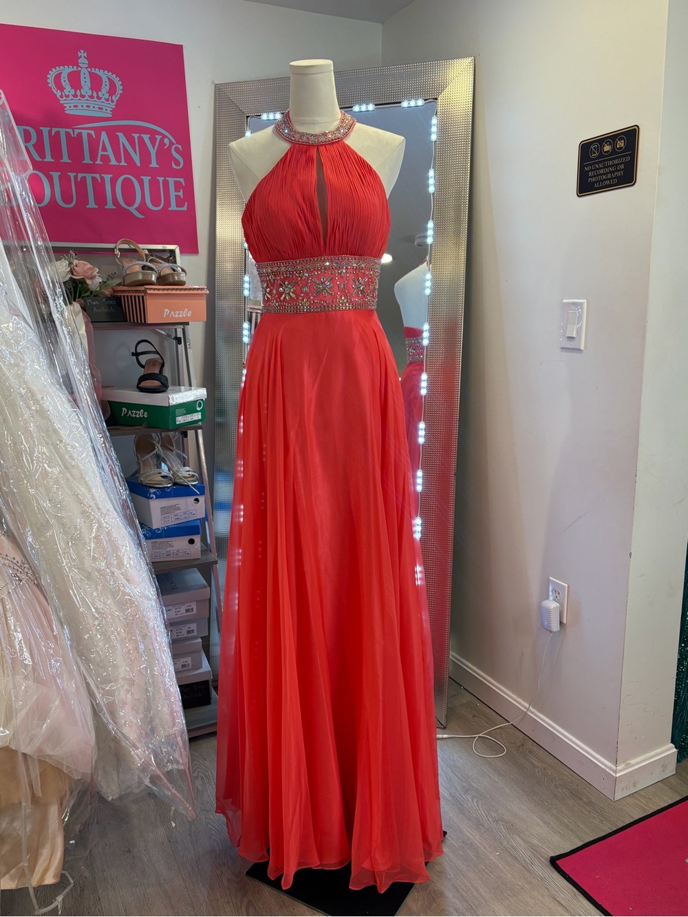 Beaded Halter Evening Gown